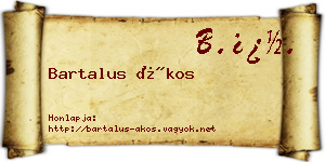 Bartalus Ákos névjegykártya